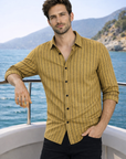 Men’s Rust Striped Casual Shirt