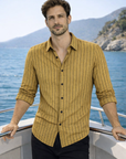 Men’s Rust Striped Casual Shirt
