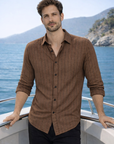 Men’s Rust Striped Casual Shirt