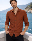 Men’s Rust Striped Casual Shirt