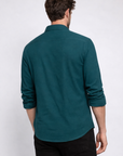 Men’s Teal Waffle-Knit Textured Shirt