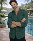 Men's Sage Green Premium Linen-Blend Shirt