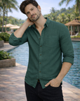Men's Sage Green Premium Linen-Blend Shirt