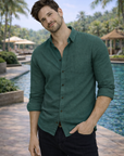 Men's Sage Green Premium Linen-Blend Shirt