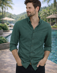 Men's Sage Green Premium Linen-Blend Shirt