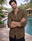 Men's Sage Green Premium Linen-Blend Shirt