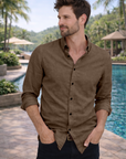 Men's Sage Green Premium Linen-Blend Shirt