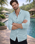 Men's Sage Green Premium Linen-Blend Shirt