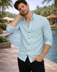 Men's Sage Green Premium Linen-Blend Shirt