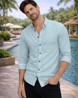Men's Sage Green Premium Linen-Blend Shirt