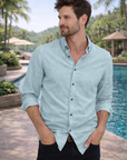 Men's Sage Green Premium Linen-Blend Shirt