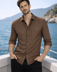 Men’s Rust Striped Casual Shirt