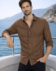 Men’s Rust Striped Casual Shirt