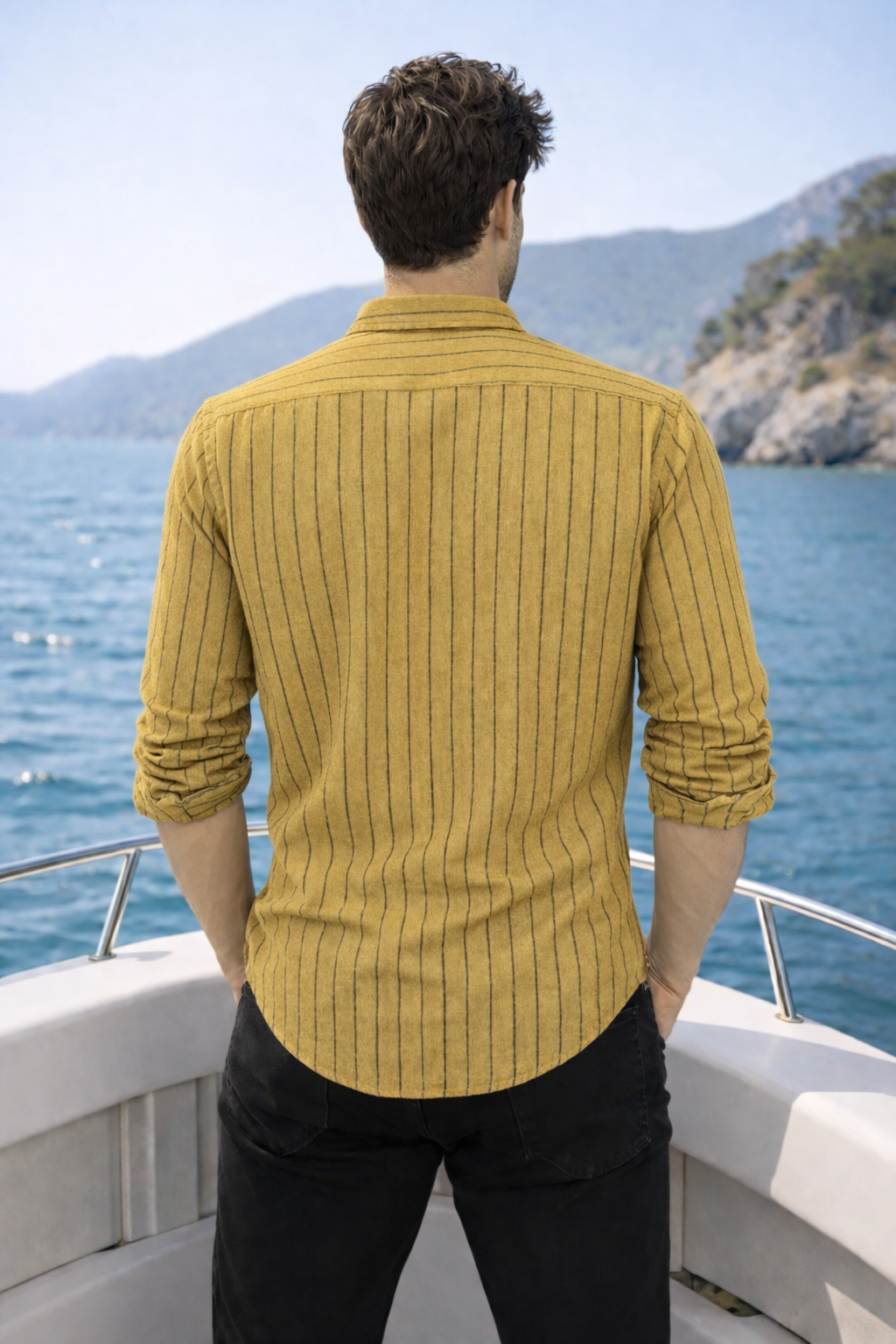 Men’s Rust Striped Casual Shirt