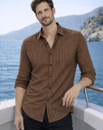 Men’s Rust Striped Casual Shirt