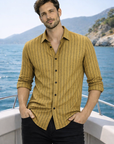 Men’s Rust Striped Casual Shirt